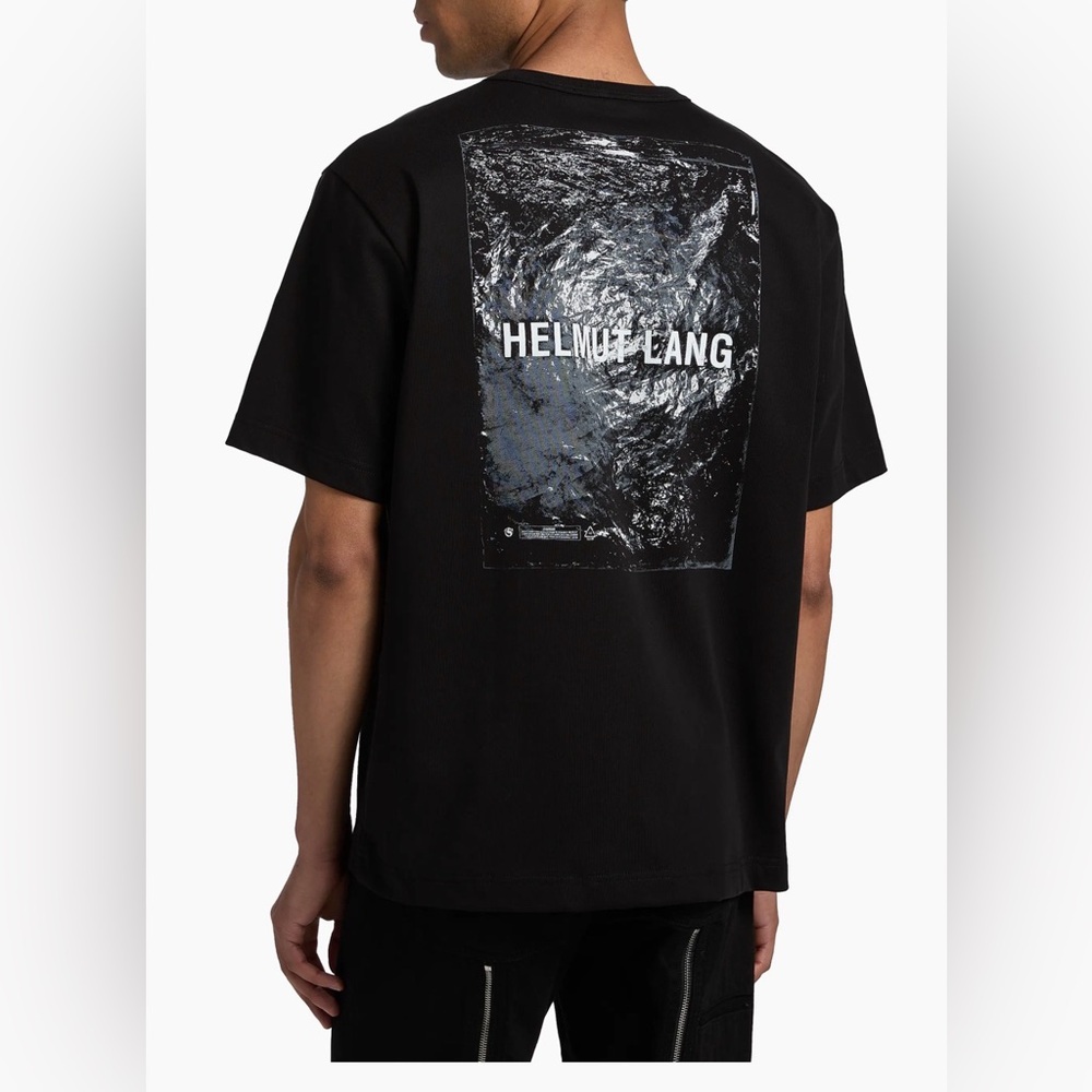 NWT Helmut Lang Plastic Logo 100 % cotton Men  T-Shirt-Black -M